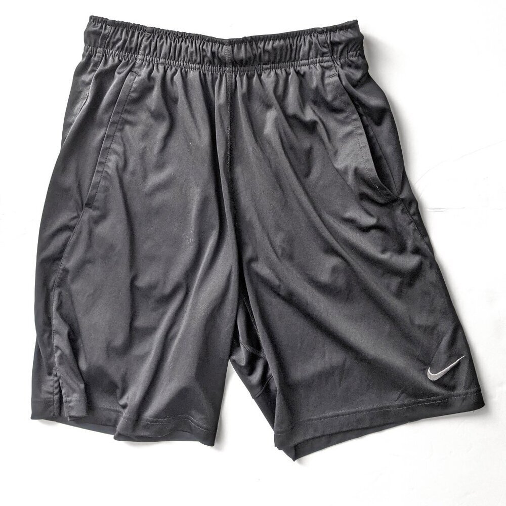 Nike Pro Dri-Fit Youth Shorts Black Loose Drawstring Elastic Waist Swoosh Pocket
